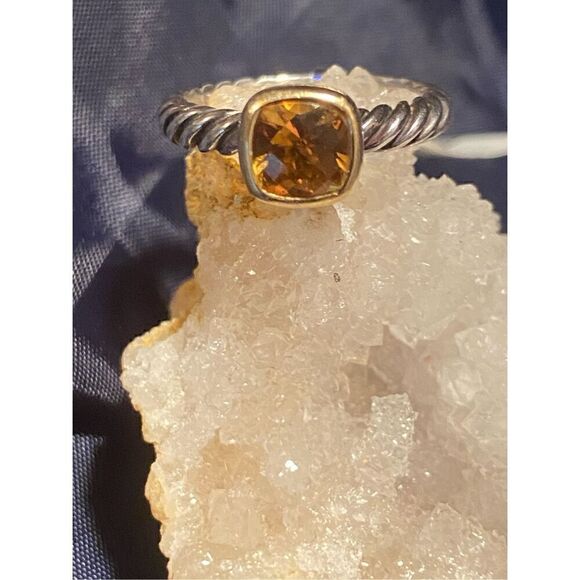 EUC Authentic David Yurman Nobelesse Citrine 18kt Gold & 925 SilveRing Size 4.75 - Picture 1 of 12